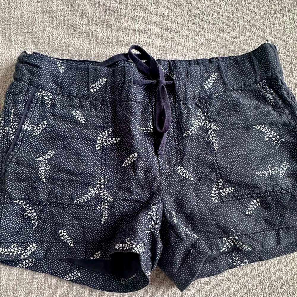 Caslon Women’s 100% Linen Shorts With Drawstring Navy Size Petite Small